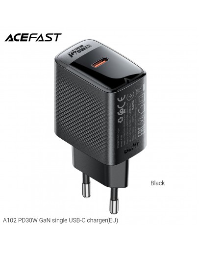 Acefast Универсално зарядно за стена Charger Wall GaN PD30W - A102 - USB-C x 1, Black