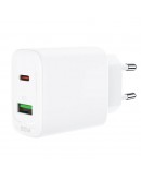 Acefast Универсално зарядно за стена Charger Wall GaN PD20W - A25 - USB-C x 1, USB-A x 1, White