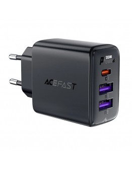 Acefast Универсално зарядно за стена Charger Wall GaN PD 35W - A57 - USB-C x 1, USB-A x 2, Black