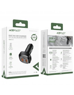 Acefast зарядно за кола Fast Charger Car PD3.0 66W - B9 - USB-C x 1, USB-A x 2, Black