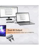 Unitek Адаптер Adapter USB-C M to DisplayPort x 2 F - 8K@30Hz, MST - V1404A