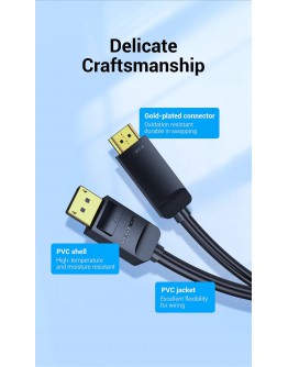 Vention кабел Cable DisplayPort to HDMI 3.0m - 4K, Gold Plated - HAGBI