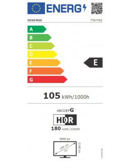 Hisense 75 E7NQ, 4K Ultra HD 3840x2160, QLED, Quan