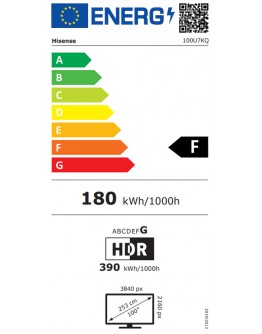 Hisense 100 U7KQ, 4K Ultra HD 3840x2160, ULED, FAL