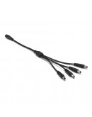 DC Сплитер DeTech, 5.5x2.1, 1 към 4, 0.4m, Черен - 18365