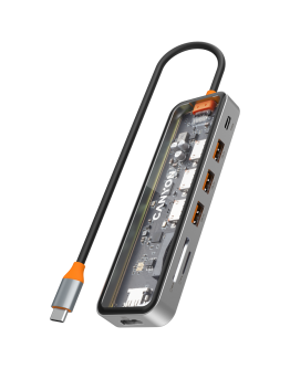 CANYON hub DS-13 7in1 4k USB-C Transparent Space
