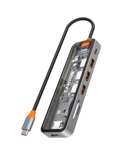 CANYON hub DS-13 7in1 4k USB-C Transparent Space