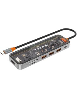 CANYON hub DS-13 7in1 4k USB-C Transparent Space