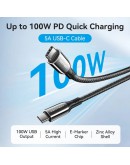 Vention кабел USB2.0 Type-C/Type-C 100W, LED display 2m - CTKBH