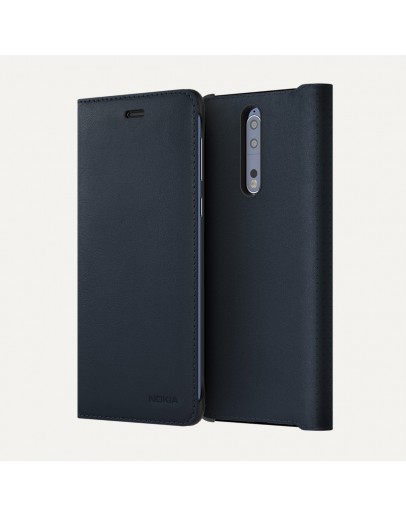 NOKIA 8 LEATHER FLIP COVER BLU