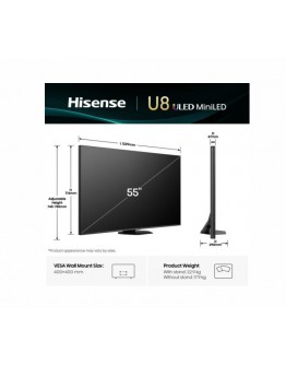 Hisense 55 U8Q, 4K Ultra HD 3840x2160, Mini Led Pr
