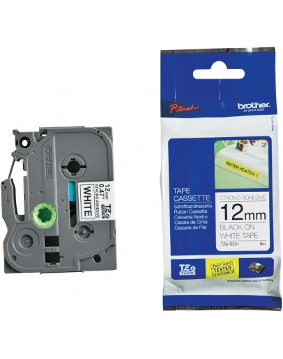 Brother TZe-S231 Tape Black on White, Strong Adhes