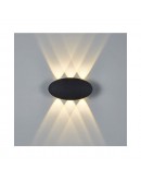 Фасадна лампа аплик DeTech , 6*1W, 4000K, IP44, Овал, Черен - 77032