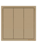 Троен електрически ключ DeTech DE-9227-03, С рамка, схема 1, 10А, 250V, За вграждане, IP20, Златист - 75122