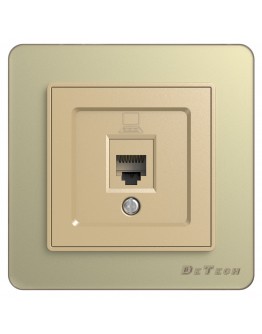 Единична розетка за компютър DeTech DE-6008-61, RJ45, Cat5E, За вграждане, IP20, Златист - 75015