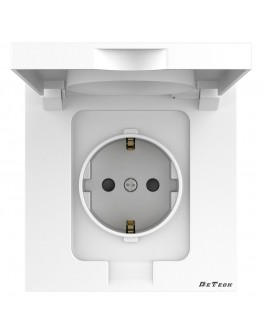 Единичен влагозащитен контакт DeTech DE-9225-45,  Шуко, 16А, 250V, IP40, Бял - 75078