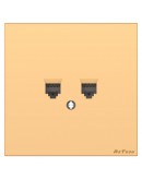 Двойна розетка за компютър DeTech DE-9225-62, RJ45, Cat5E, За вграждане, IP20, Златист - 75092