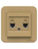Двойна розетка за компютър DeTech DE-9223-62, RJ45, Cat5E, За вграждане, IP20, Златист - 75051
