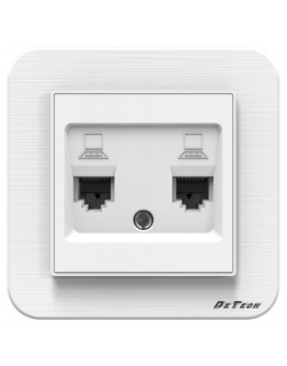 Двойна розетка за компютър DeTech DE-9223-62, RJ45, Cat5E, За вграждане, IP20, Бял - 75036