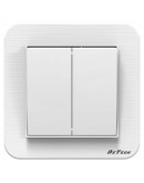 Двоен електрически ключ DeTech DE-9223-02, С рамка, схема 5, 10А, 250V, За вграждане, IP20, Бял - 75029