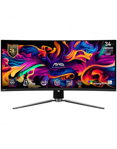 Монитор MSI MAG 341CQP QD-OLED Curved Gaming Monitor, 34